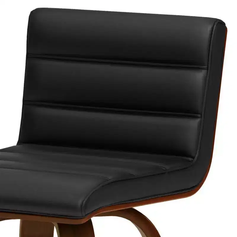 WyndenHall Madigan Barstool Black: Mid-Century Modern, Adjustable Height, Faux Leather Upholstery, Wood & Metal Frame
