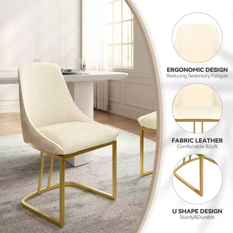 CLIHOME Set of 2 Modern High Back Dining Chair with Metal Legs