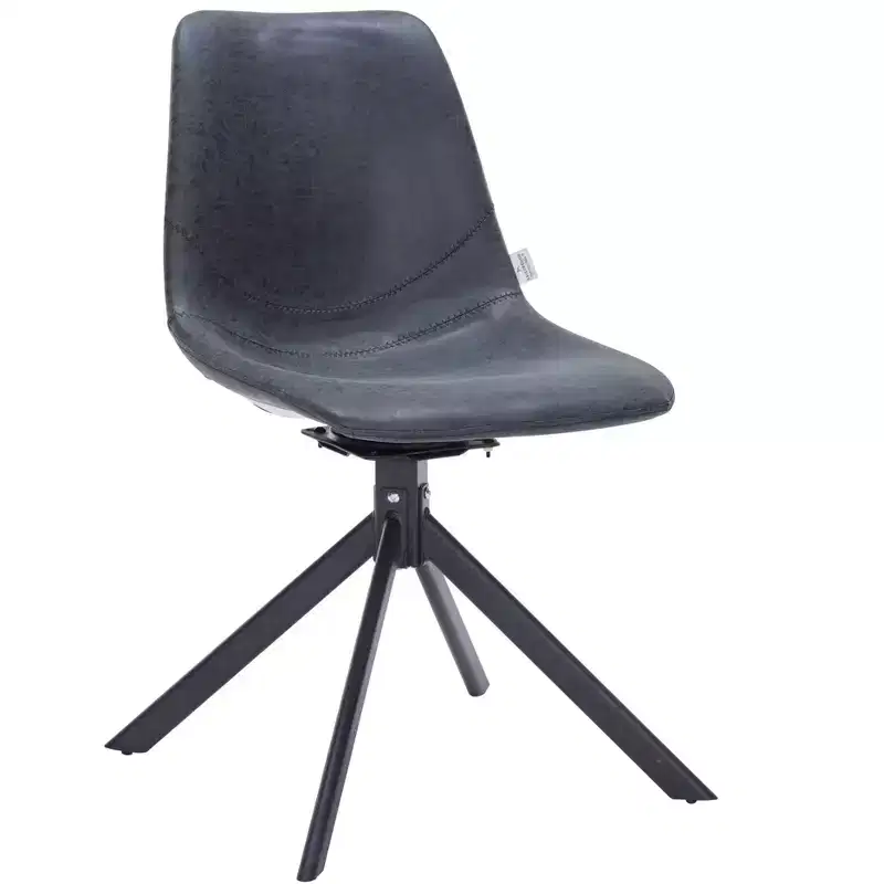 Markley Modern Leather Swivel Dining Chair Upholstered Seat with Metal Legs, Comfortable Accent Chair for Kitchen, Dining Room, or Cafe