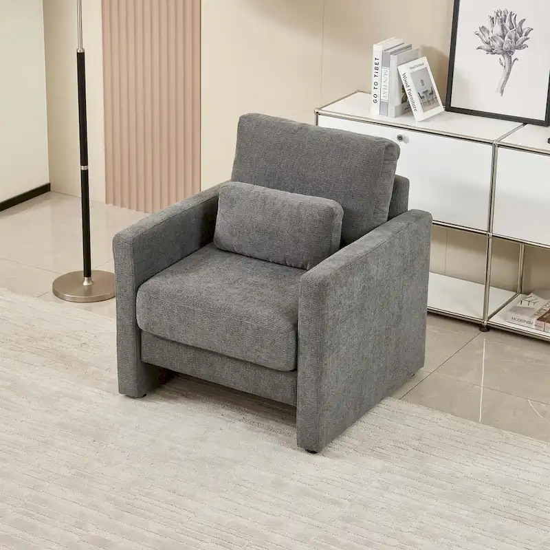 Chenille Upholstered Accent Chair with Armrests