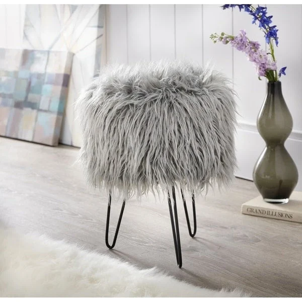 Round Upholstered Stool | Accent Seat for Living Room or Bedroom