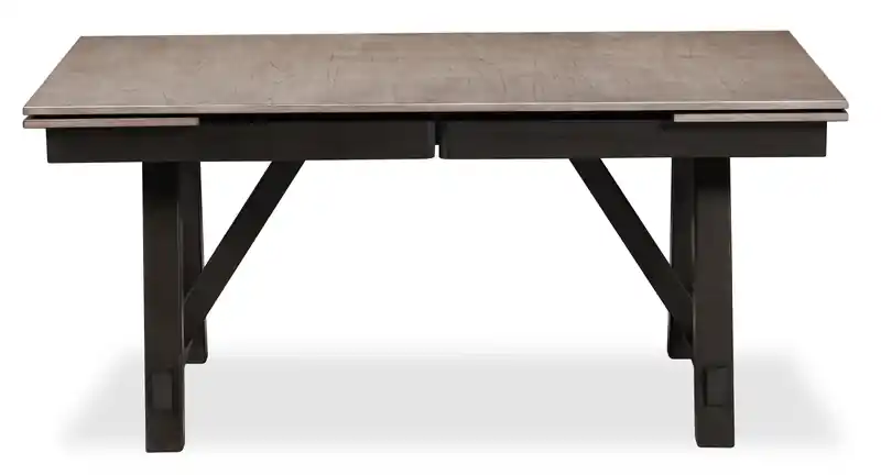 Dining Table with 66-94W Extension, Melamine, Trestle Base
