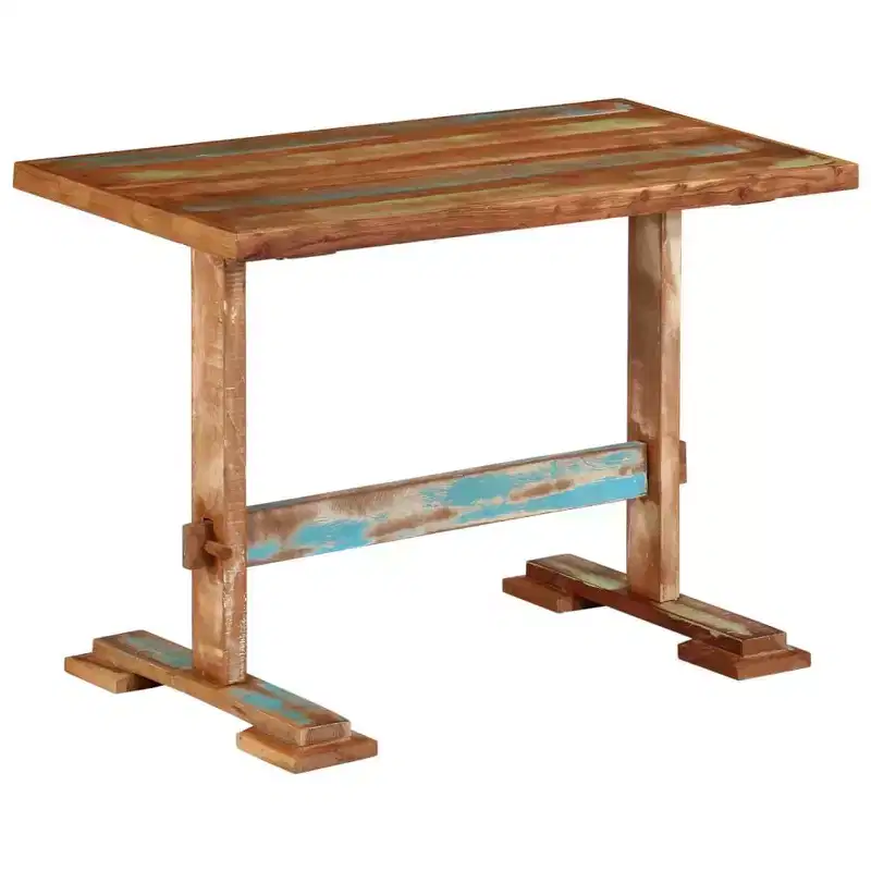 Dining Table Multicolor Solid Reclaimed Wood Medium