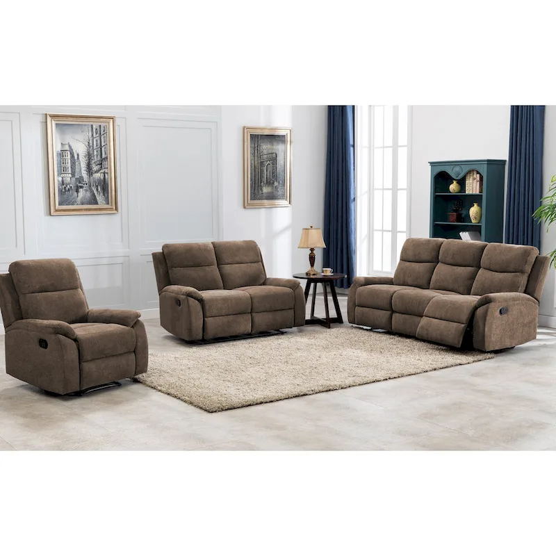 Transitional Faux Leather Reclining Living Room Sofa