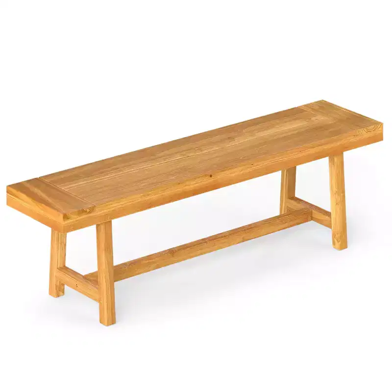 Costway Inch Solid Wood Bench Rustic Farmhouse Narrow Bench for up to 3 People