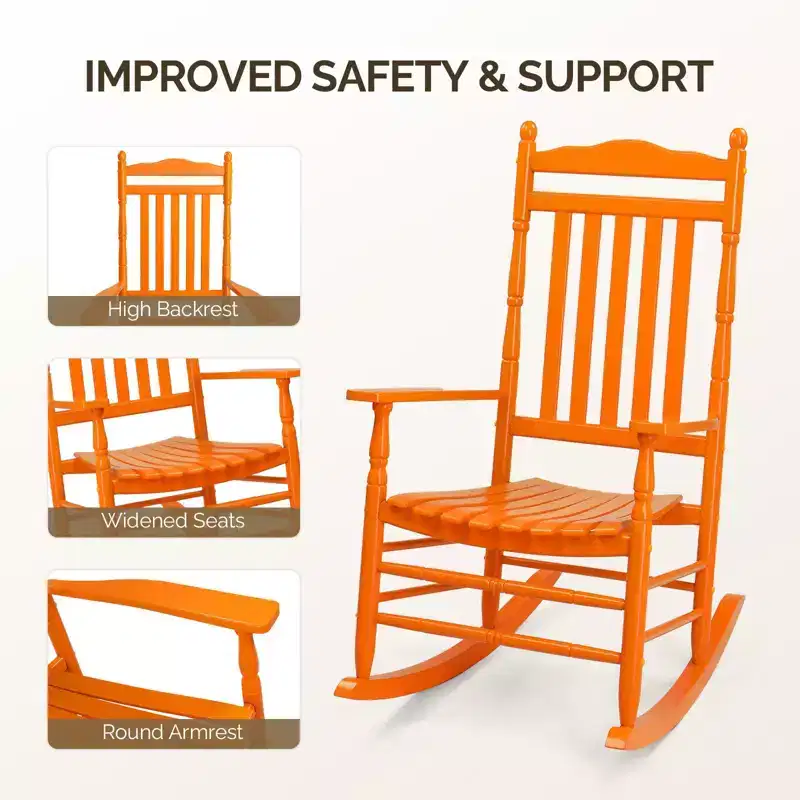 Karl Home | Classic Solid Wood Patio Rocking Chair