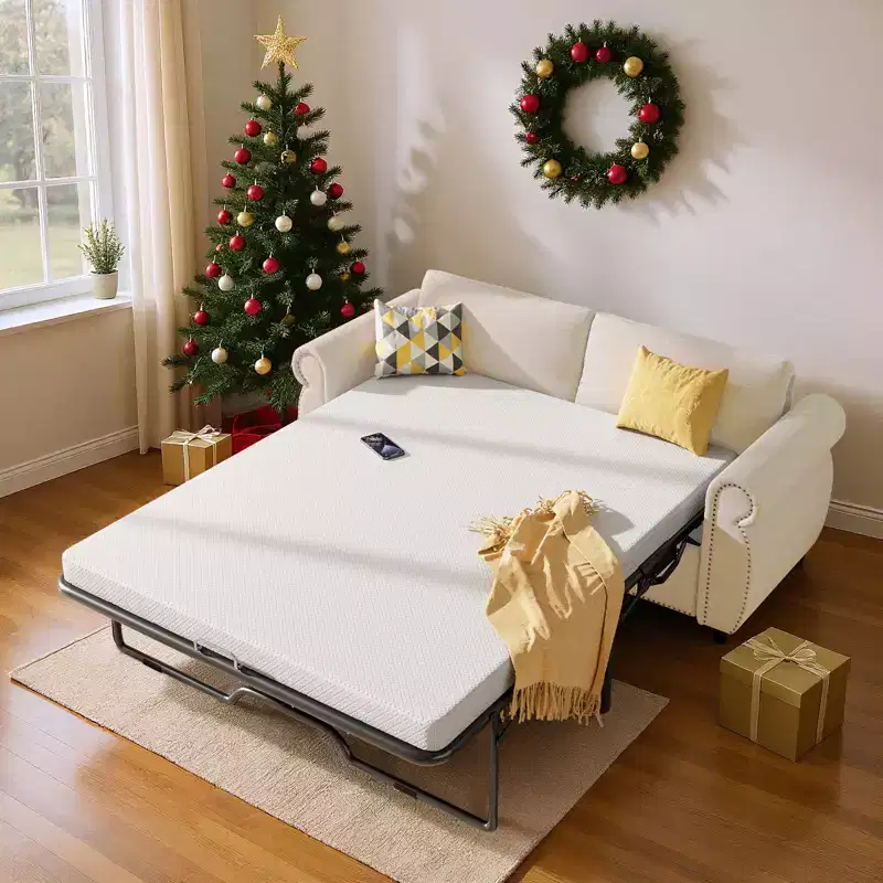 Mjkone Pull Out Sofa Bed,Full Size Sleeper Sofa Couch with Memory Foam Mattress
