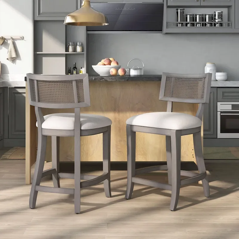 Berwil Wooden Cane Back Counter Height Chairs by Furniture of America