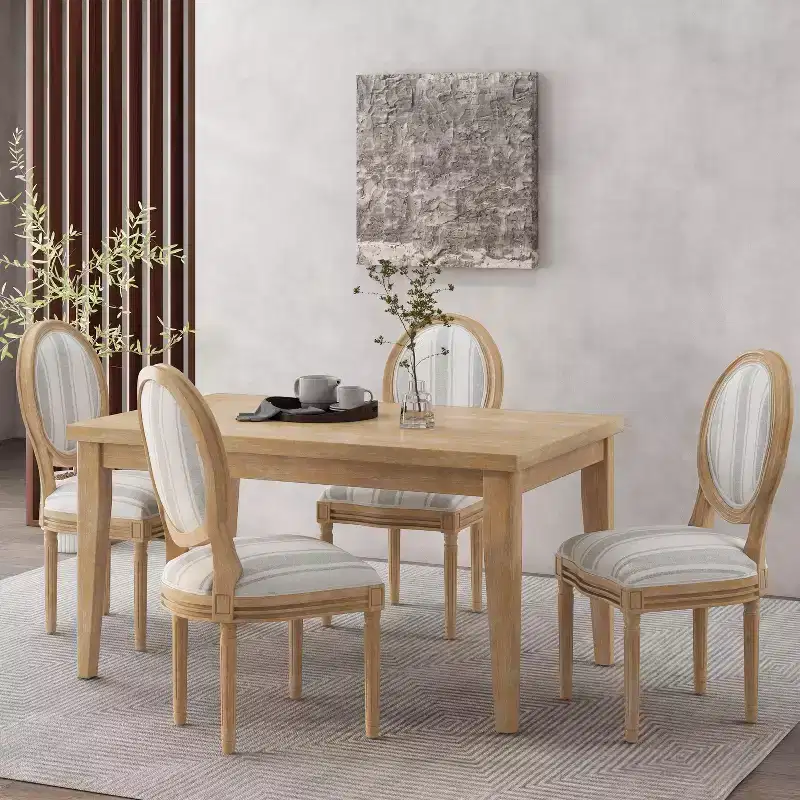 GDFStudio Newman Traditional Upholstered Rubberwood Dining Chairs (Set of 4)