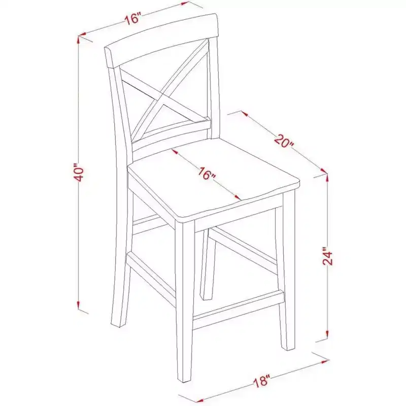 HomeStock 24 in.H Beige Finish Mid Back Wooden Counter Barstool in Rectangle Shape with Non-Upholstered Unupholstered