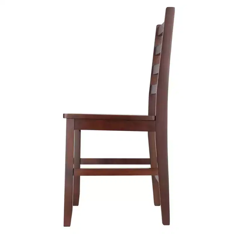 2pc Hamilton Ladder Back Chair - Antique Walnut - Winsome: Hardwood Frame, Non-Upholstered, 220lb Capacity