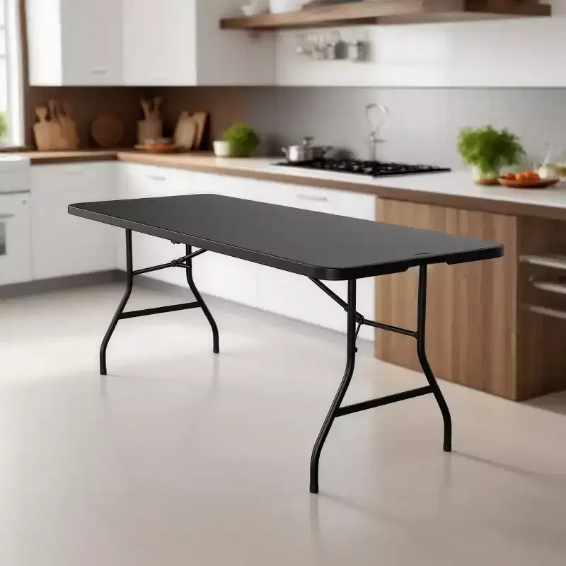 Dyonery foldable table, black matte design, anti-slip and wear-resistant bottom of the stand, waterproof tabletop. used both indoors and outdoors