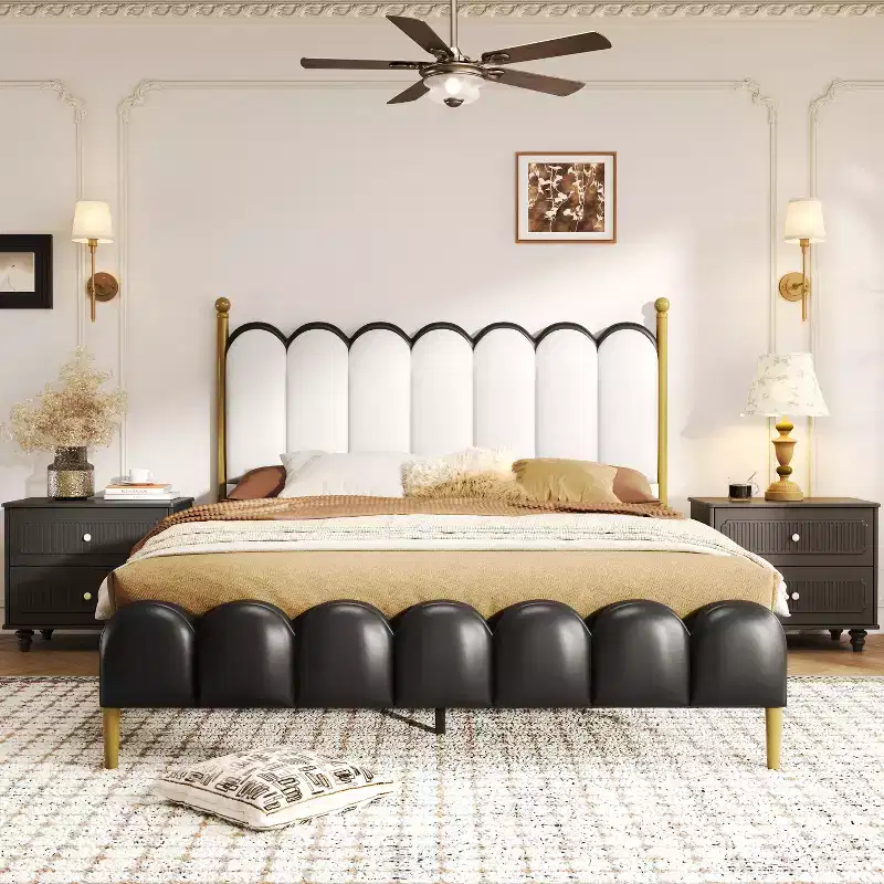 Christopher Knight Home Caitria Contemporary Faux Leather Platform Bed with Headboard and Footboard