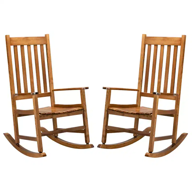 Karl Home | Solid Wood Patio Rocking Chairs (Set of 2)