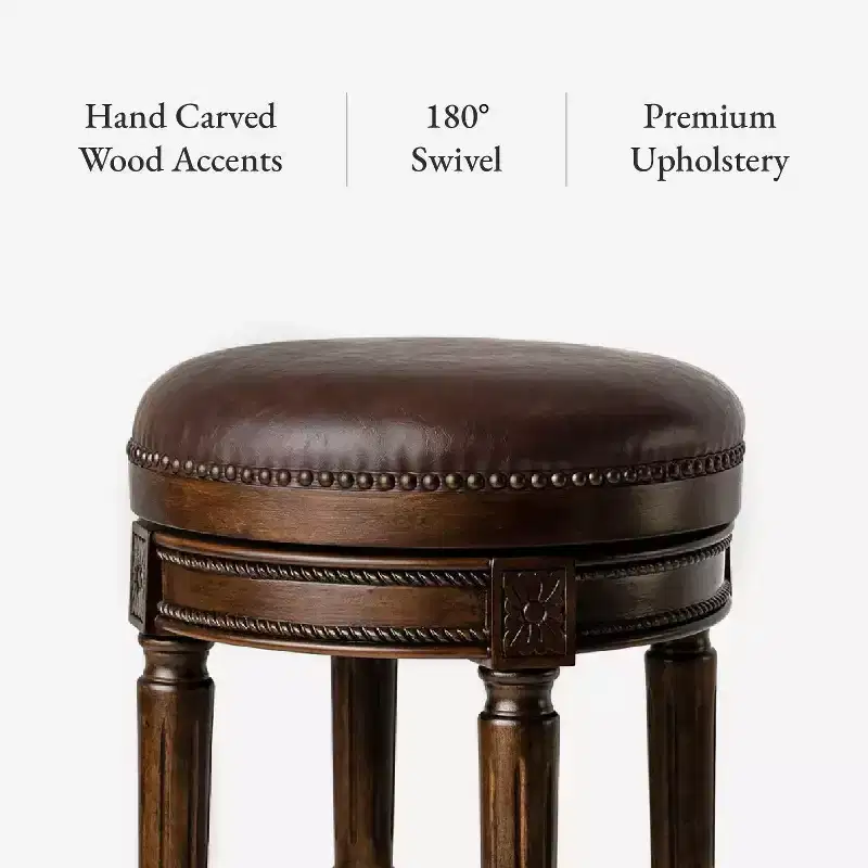 Maven Lane 31 Pullman Backless Swivel Bar Stools with Faux Leather