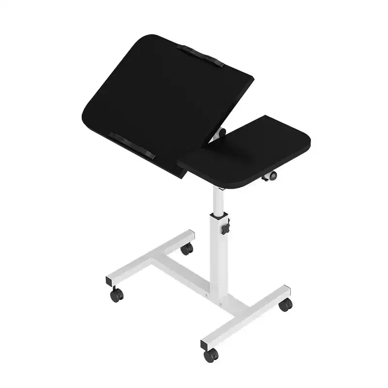 Black / White Adjustable Overbed Rolling Desk – Single User