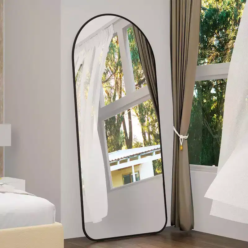 Acekool 71x32 Arched Full Length Mirror, Black Aluminum Frame, Large Standing Mirror for Living Room, Bedroom, Entryway