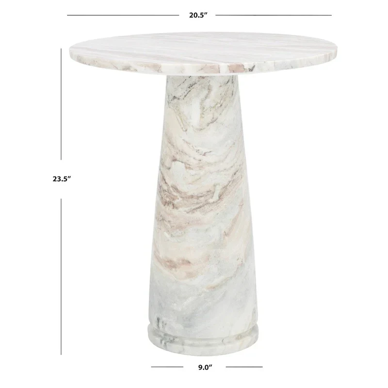 SAFAVIEH Couture Ghicu Tall Round Marble Accent Table - 22 In W x 21 In D x 24 In H - 21Wx21Dx24H