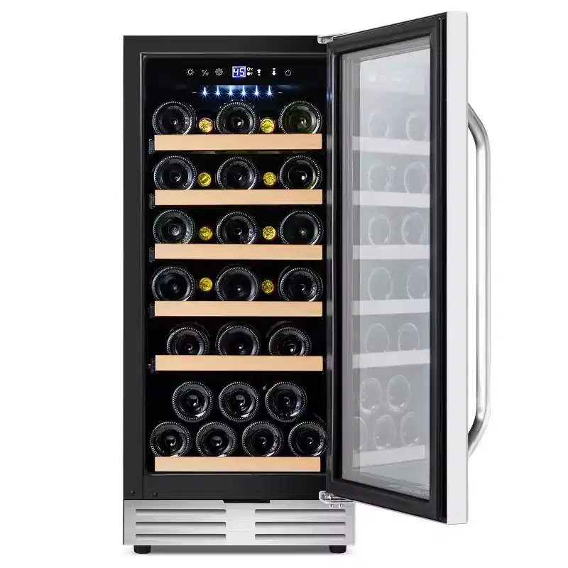 Hooure 15-Inch Freestanding Wine Refrigerator - 32 Bottle Capacity with Security Door Lock