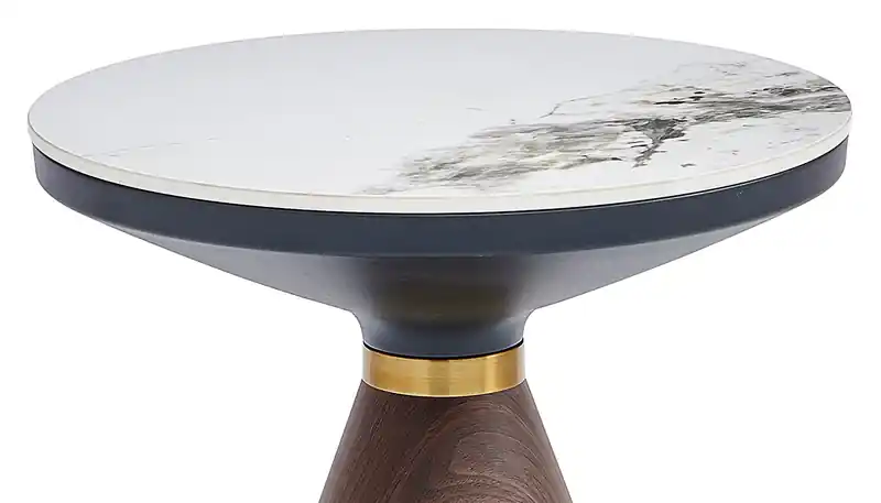 19.5  Round End Table with White Sintered Stone Top