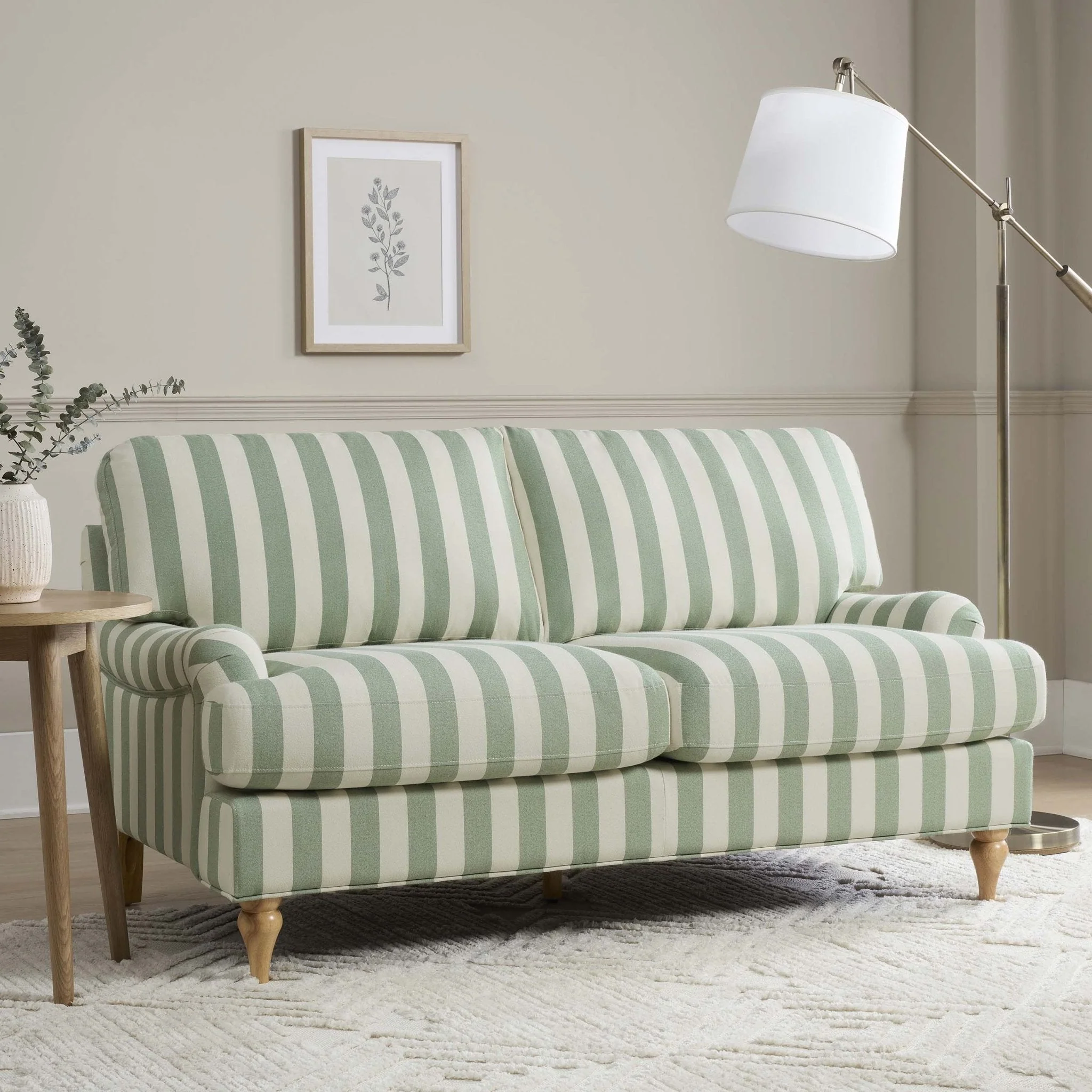 2 Seater Sofa - Green Stripe