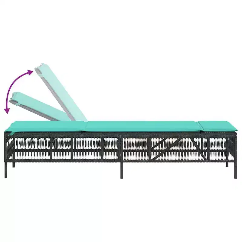 vidaXL Patio Sun Lounger PE rattan, Powder-coated steel Standard