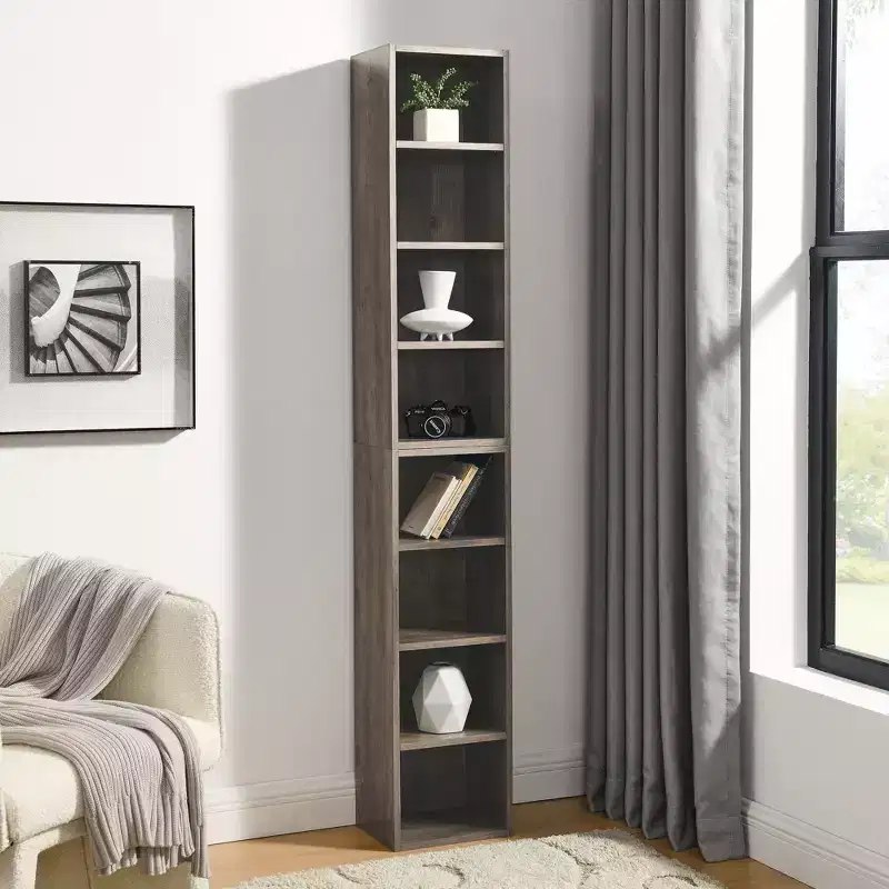 70.9 in.Tall Wood 4-Shelf Standard Bookcase with Shelves (Set of 2)