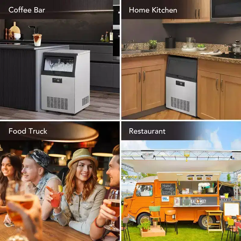 Ice Maker Machine, 80LBS/24H Ice Makers Countertop Ice Capacity, 30LBS Ice Bin,32 Ice Cubes/Cycle,Commercial Ice Maker Machine Freestanding Ice Maker