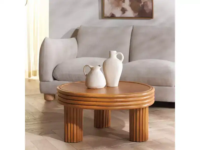 Rattan Round Coffee Table Natural