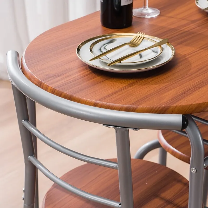 Silver/ Light Brown 3-piece Breakfast Bar Table Set