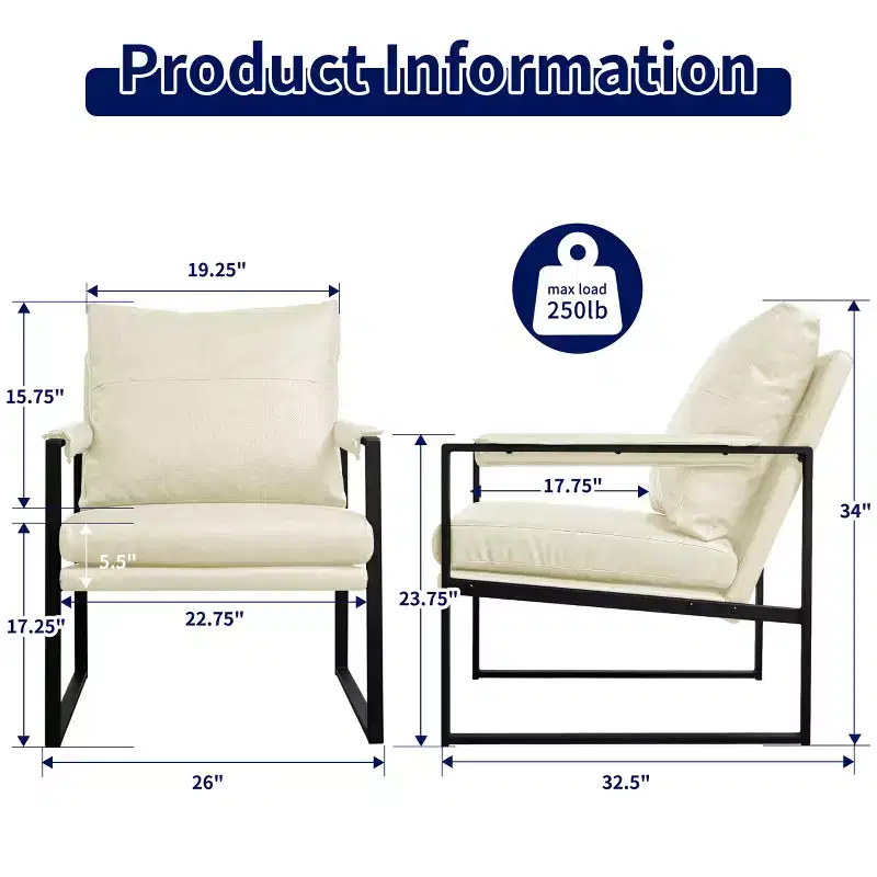 Subrtex Upholstered Modern Accent Chair with Metal Frame