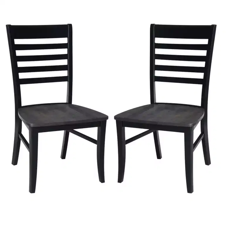 Set of 2 Cosmo Roma Ladderback Chairs Coal Black/Black - International Concepts