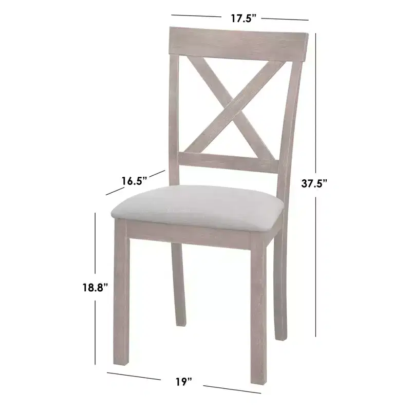 Buylateral 5pc Crenshaw Round Dining Set with Linen Cushion Chairs Driftwood : Solid Rubberwood, Linen Cushion Chairs