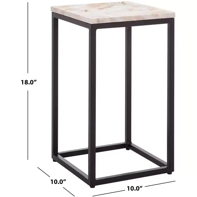 Macklyn Square Marble Top Accent Table - SFV5768 - Light Brown/Black - Safavieh Couture
