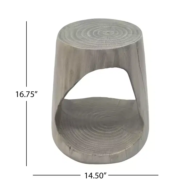 Modern Hollow Console Side Table in Gray, Wood-Like Texture