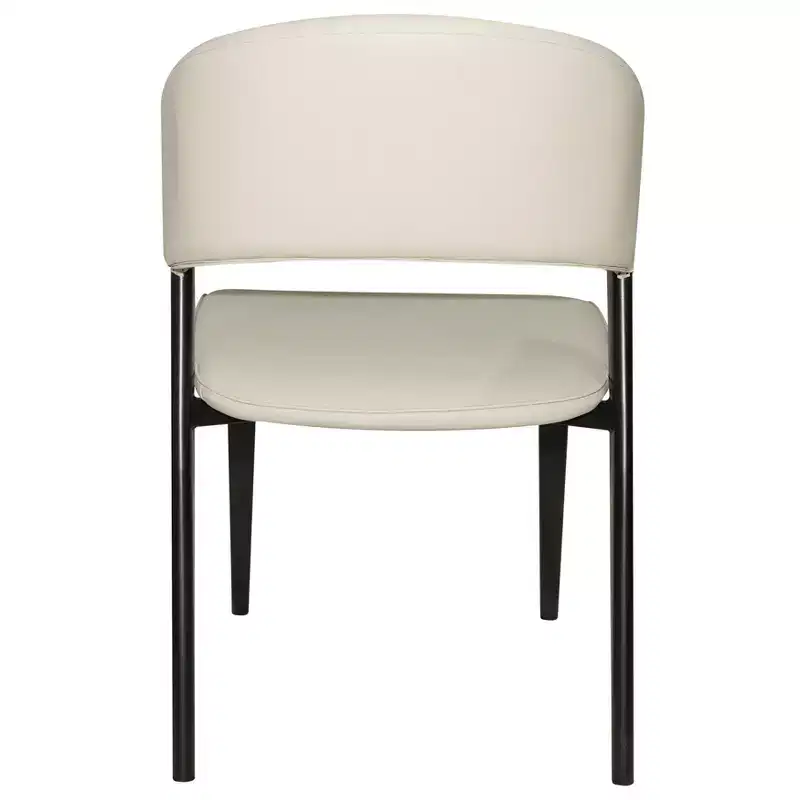 LeisureMod Aspen Series Upholstered Dining Chair in Leather Seats with Black Iron Frame and Legs, Modern Kitchen, Dining Room, Cafe Seating