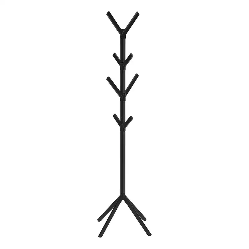 Freestanding Coat Rack with 8 Hooks – Metal Hall Tree for Entryway, Living Room or Bedroom, Black