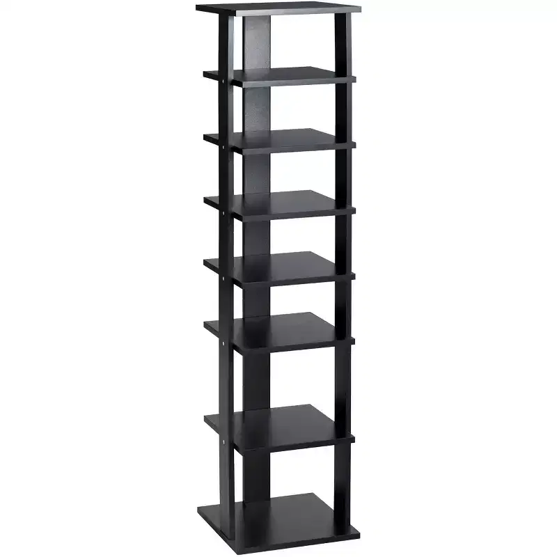 Costway Wooden Shoes Storage Stand 7 Tiers Shoe Rack Organizer Multi-shoe Rack Shoe box White/Black