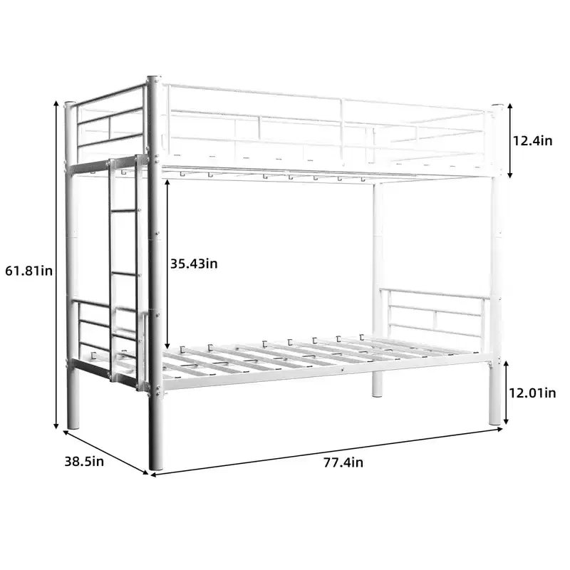Luxystar Twin Over Twin Metal Bunk Bed, Convertible 2 Beds
