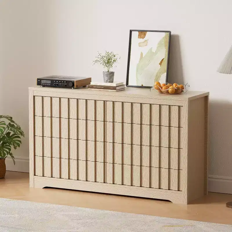 CuisinSmart 8 Drawer Dresser, Modern Wavy Grooves Dressers for Closet, Storage Organizer for Living Room, Hallway
