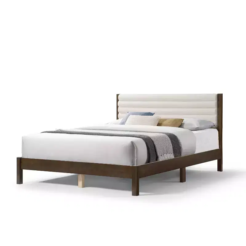Queen Belna Platform Bed with Boucle Upholstery, No Box Spring Needed