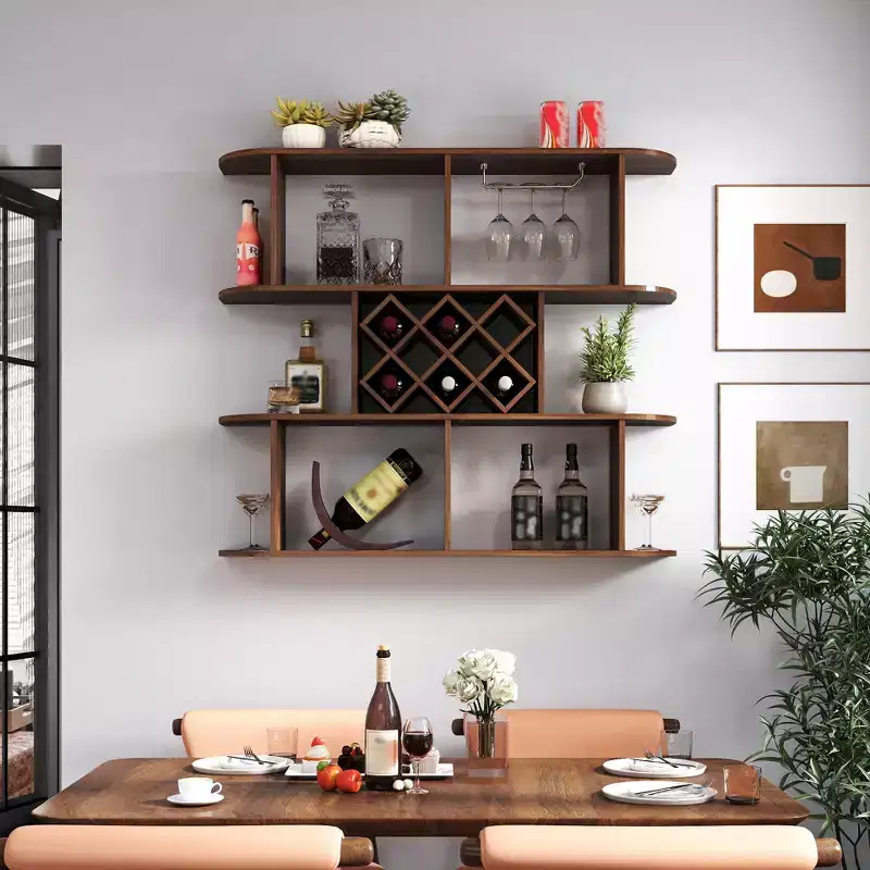 Wall Mounted Wine Rack, 3-Tier Large Capacity Hanging Bar Shelf Wine Glass Holder Wine Bottle Display Shelf for Kitchen Dining Room Decor