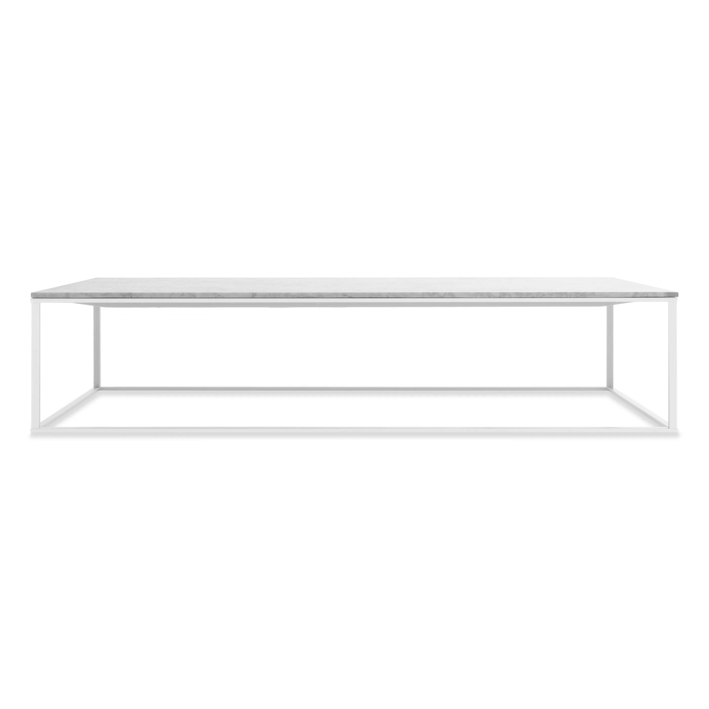 Modern White Marble Steel Coffee Table with Minimal Open Frame for Living Room