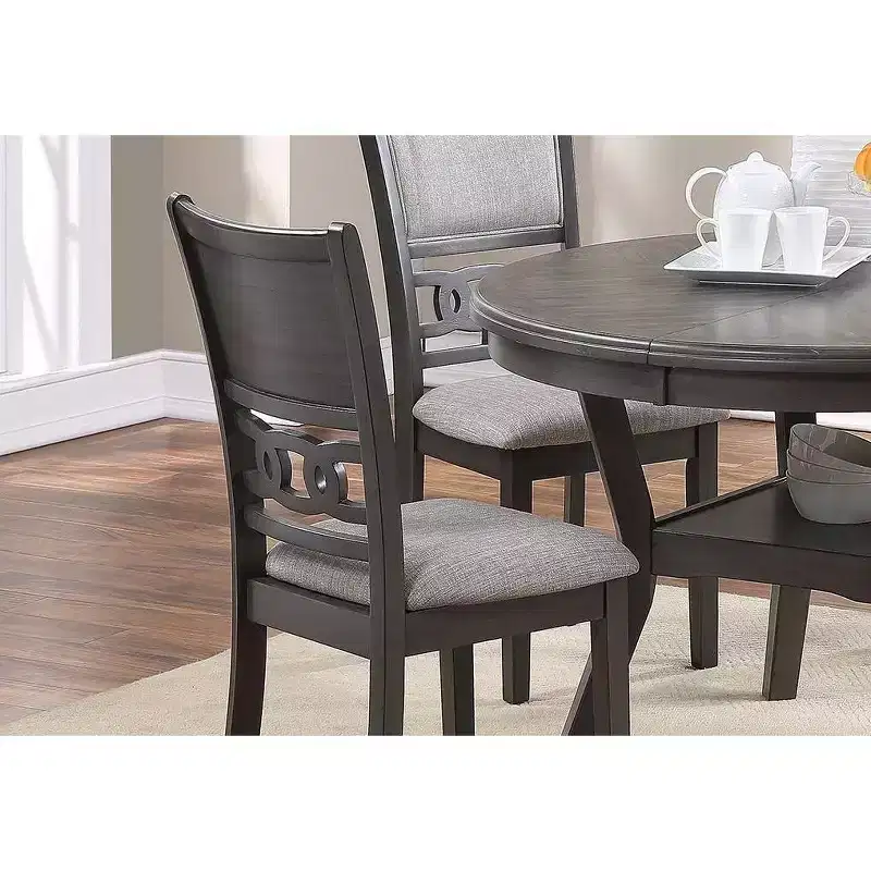 Okak Vintage Upholstered Dining Chairs Set of 2, Solid Rubberwood Kitchen Side Chairs with Unique Back for Dining/Living Room