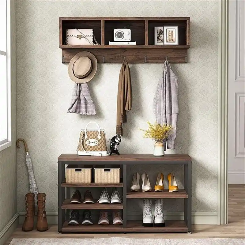 Shoe Bench 3 Storage Cubbies - 11.81 x 35.43 x 72