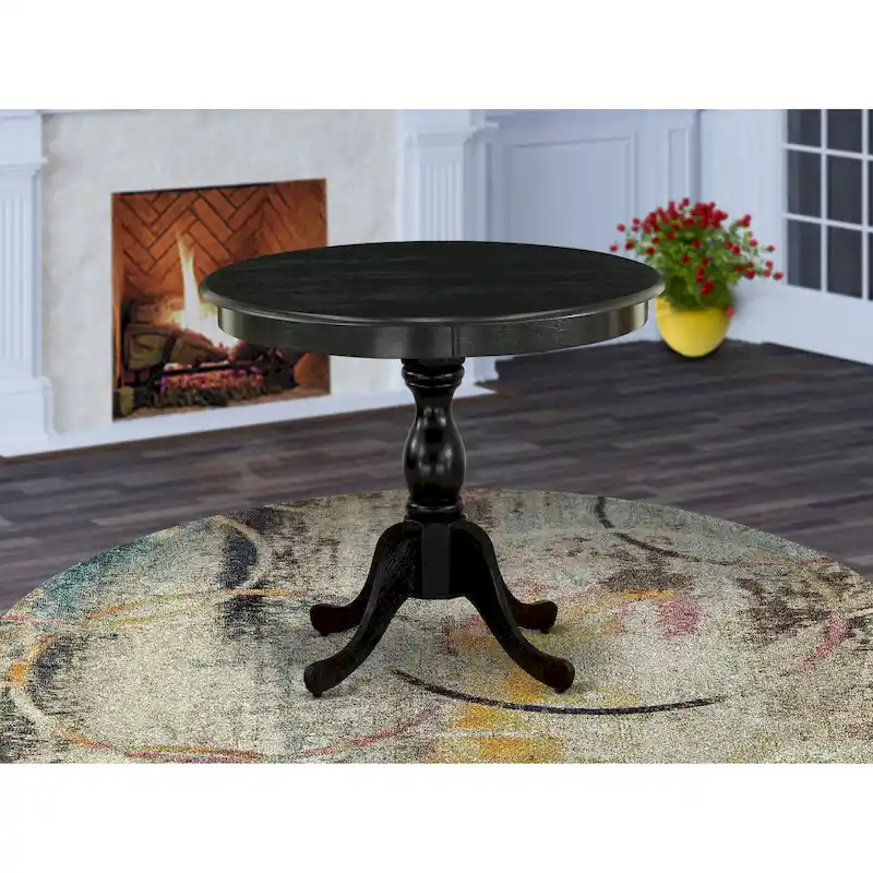 Round Wood Dining Table with Pedestal Base, 36x36 Inch (Multiple Finish Options)