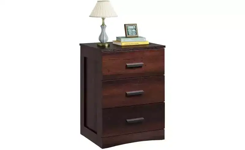 Wood Nightstand with 3 Drawers, Bed Side Table for Bedroom, Living Room, Dorm