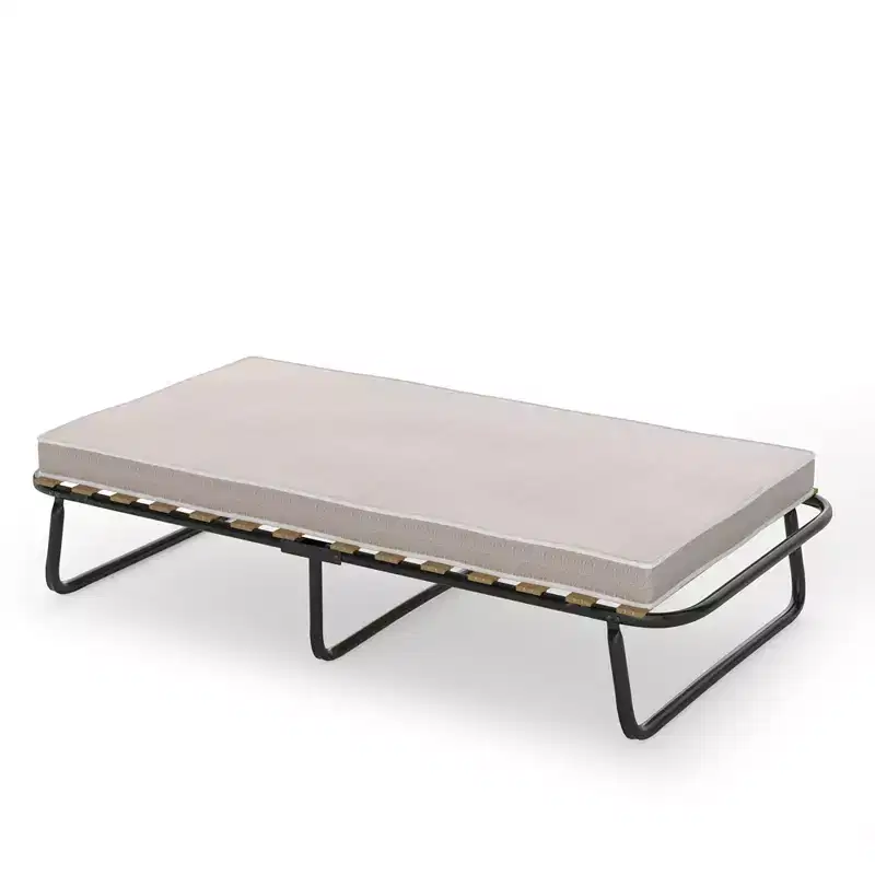 Costway Folding Bed w/Memory Foam Mattress Metal Guest Sleeper Wood Slats Made in Italy
