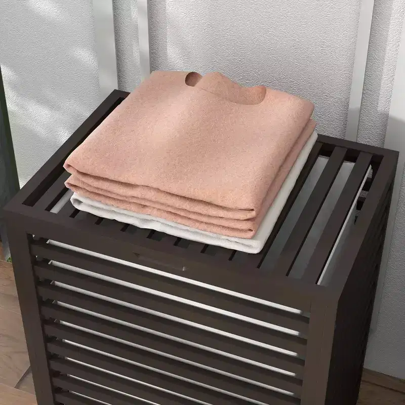 Bamboo Laundry Hamper with Lid & Removable Liner Bag – Coffee, 55L Capacity
