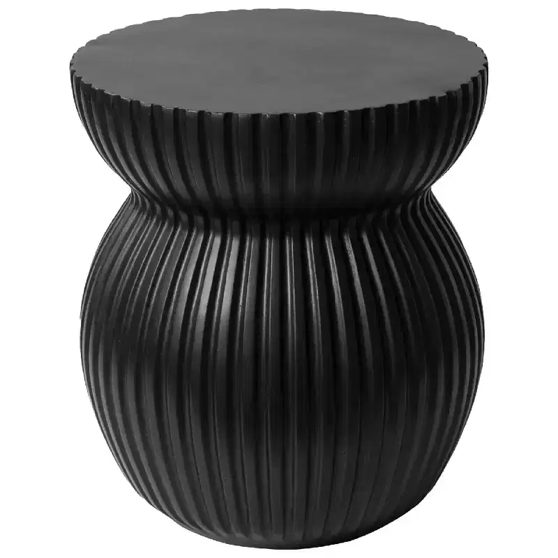 LeisureMod Mander Modern Fluted Accent Table - Fiberstone Hourglass End Table
